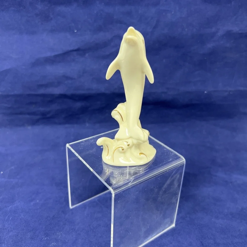 Vintage Lenox Dolphin Figurine Fine Ivory China Gold Accents 4